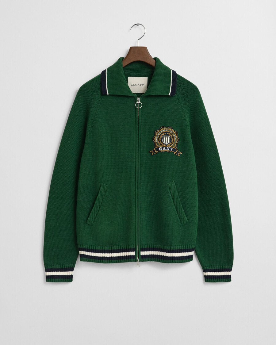 cardigan cu fermoar grafic 1949 - verde pădure