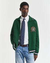 cardigan cu fermoar grafic 1949 - verde pădure