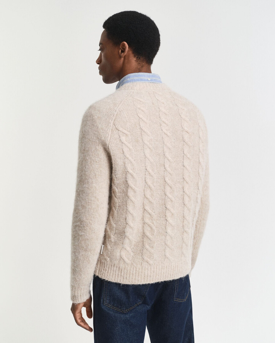 pulover cu guler rotund din tricot împletit - seed melange