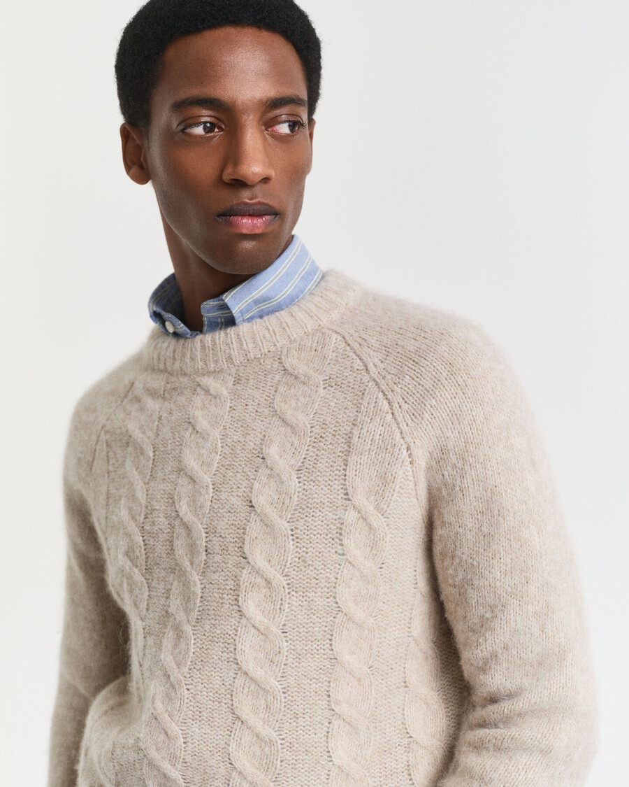 pulover cu guler rotund din tricot împletit - seed melange