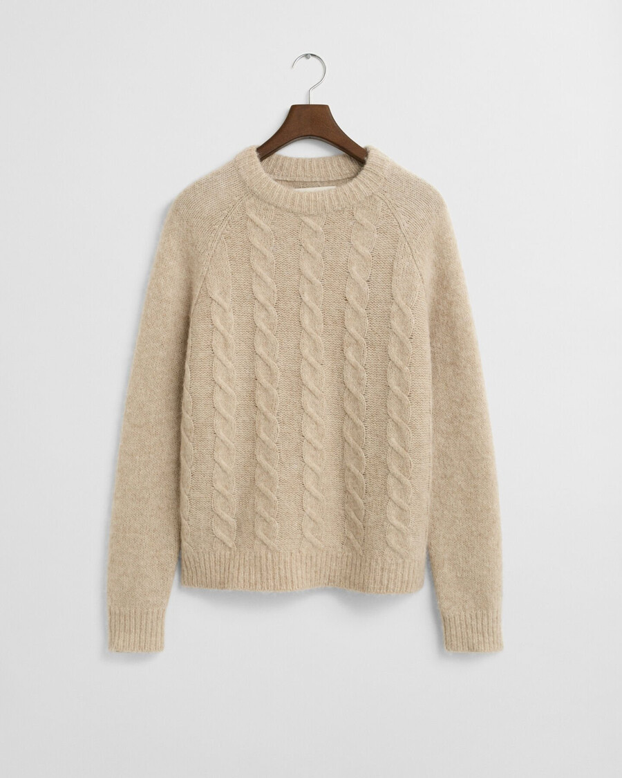 pulover cu guler rotund din tricot împletit - seed melange