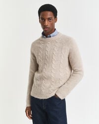 pulover cu guler rotund din tricot împletit - seed melange