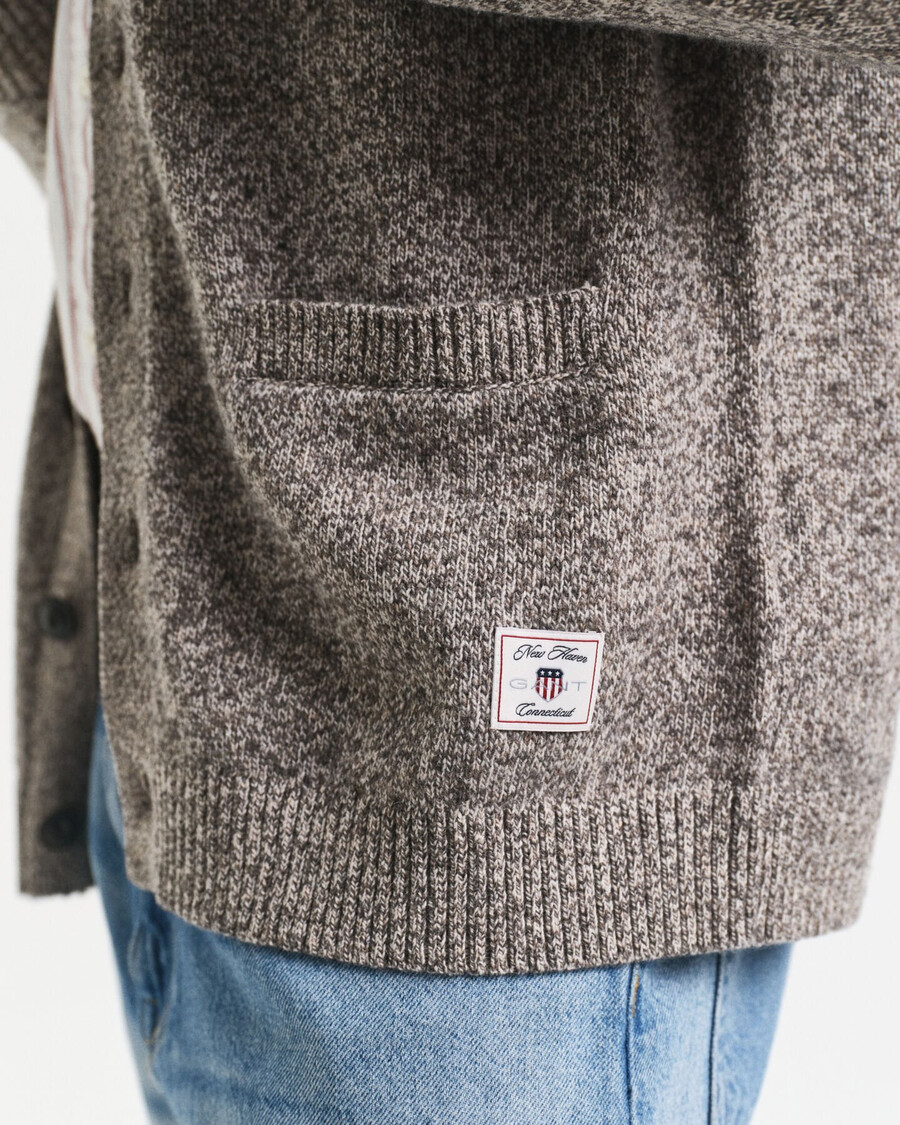 cardigan mouliné din amestec de lână - maro melange