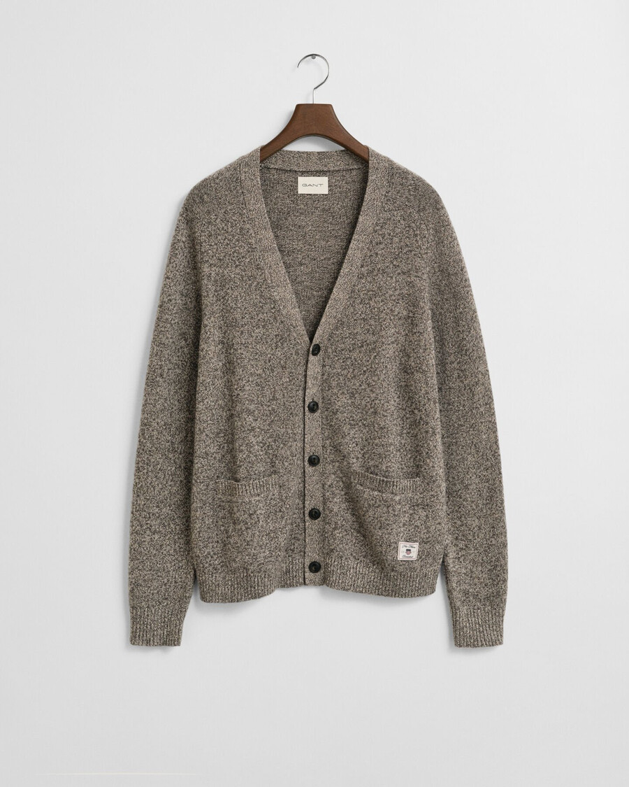 cardigan mouliné din amestec de lână - maro melange