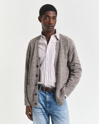 cardigan mouliné din amestec de lână - maro melange