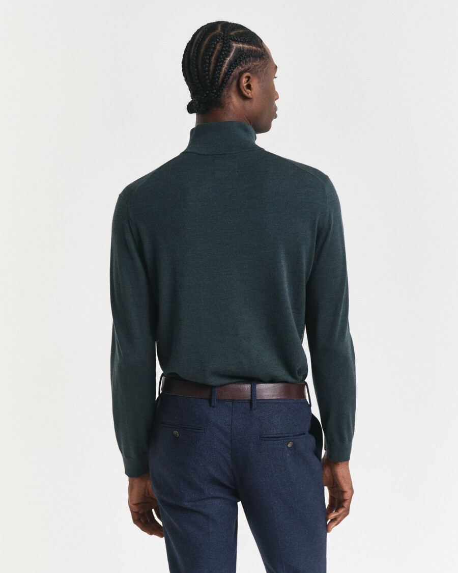 pulover cu fermoar pe jumătate din lână merinos extrafină - verde tartan