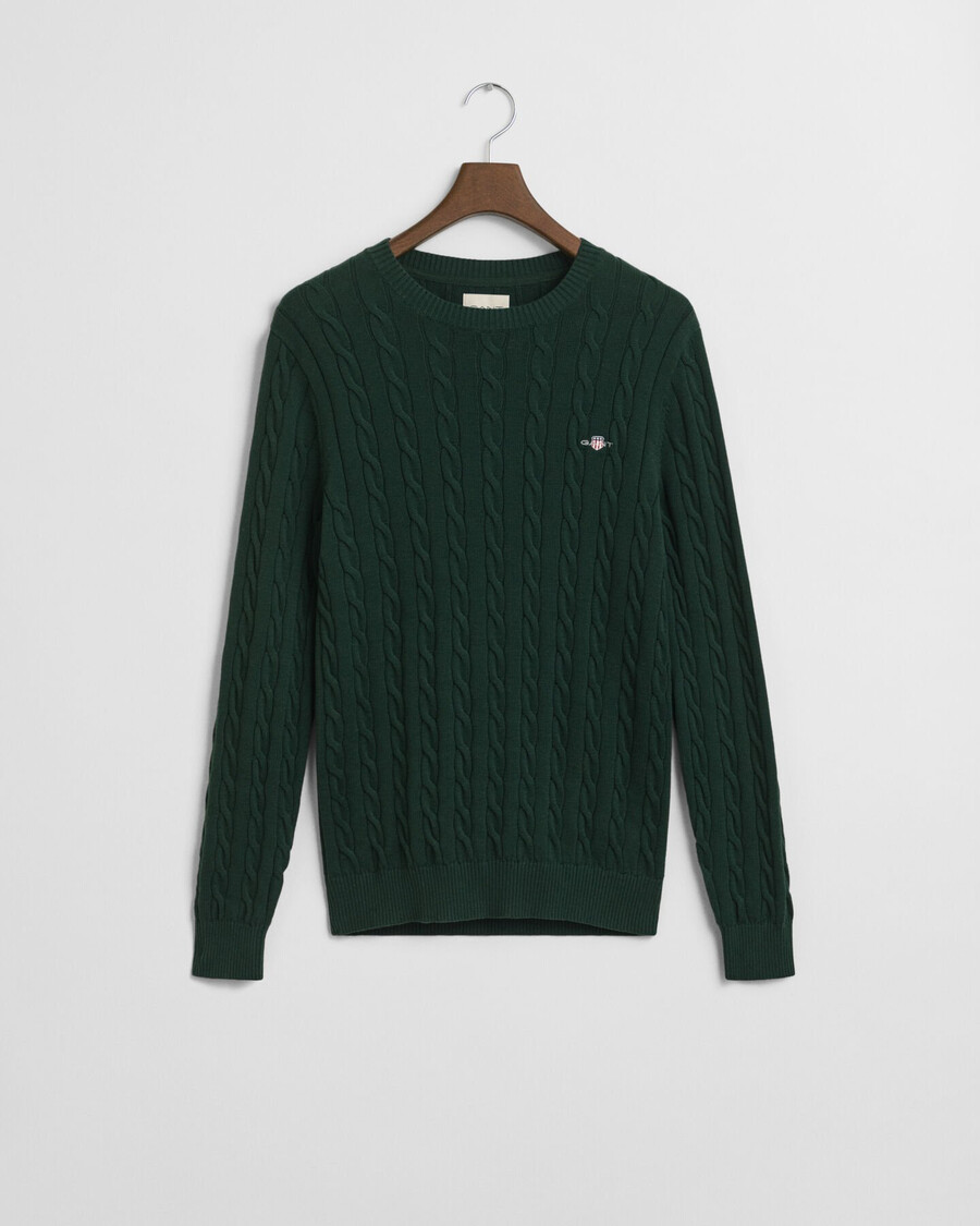 pulover cu guler rotund din bumbac tricotat - verde tartan