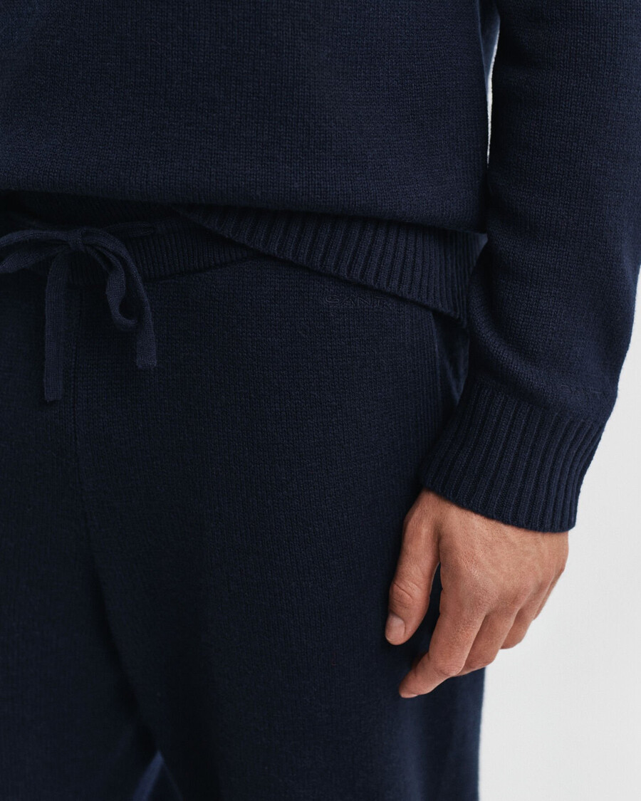 pantaloni tricotați din amestec de cașmir - albastru seară