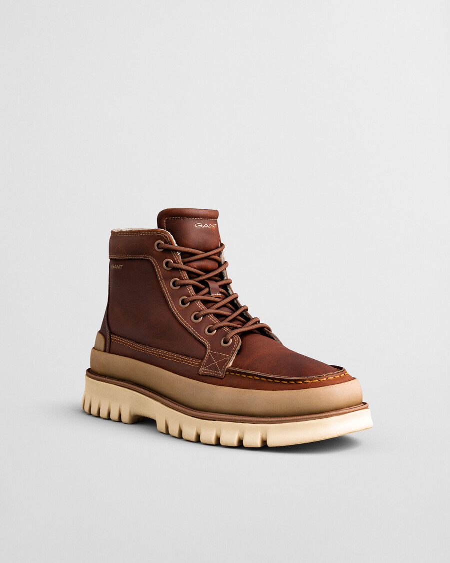 ghete din piele nebrada mid - coniac