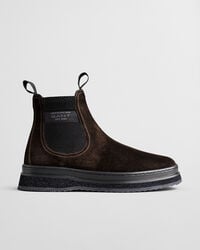 ghete chelsea din piele întoarsă blistown - maro închis