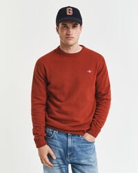 pulover cu guler rotund din lână de miel superfină - modern rust