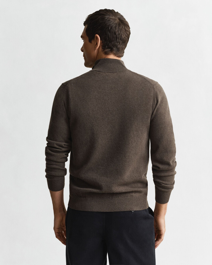 pulover superfine lambswool cu fermoar pe jumătate - seawood melange