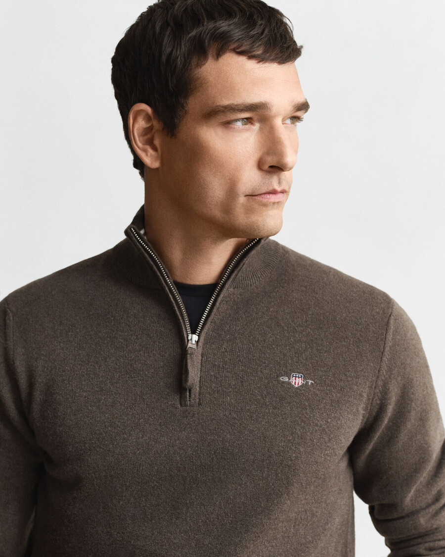 pulover superfine lambswool cu fermoar pe jumătate - seawood melange