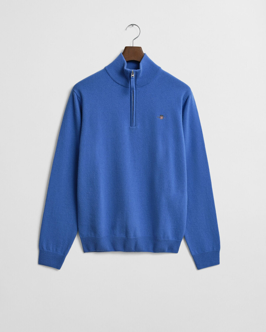 pulover superfine lambswool cu fermoar pe jumătate - albastru perfect