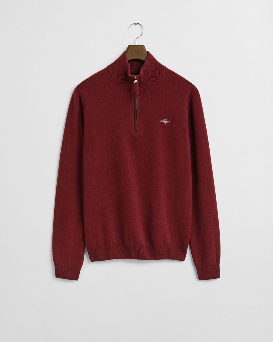 pulover superfine lambswool cu fermoar pe jumătate - roșu cu pliuri
