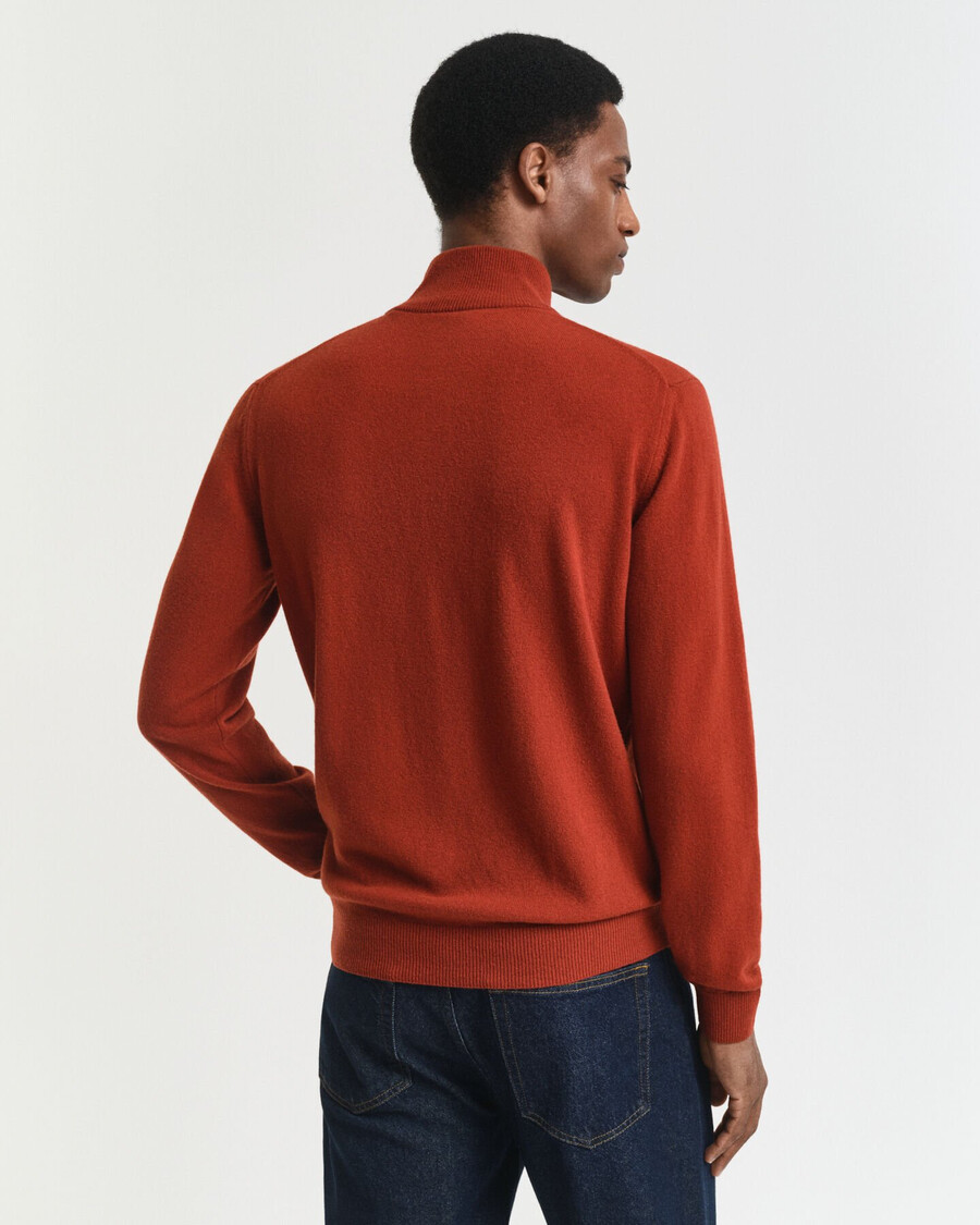 pulover superfine lambswool cu fermoar pe jumătate - modern rust