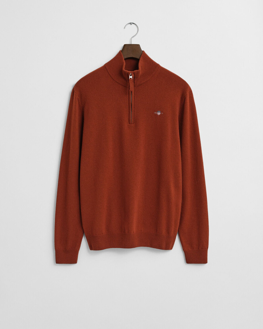 pulover superfine lambswool cu fermoar pe jumătate - modern rust