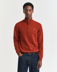 pulover superfine lambswool cu fermoar pe jumătate - modern rust