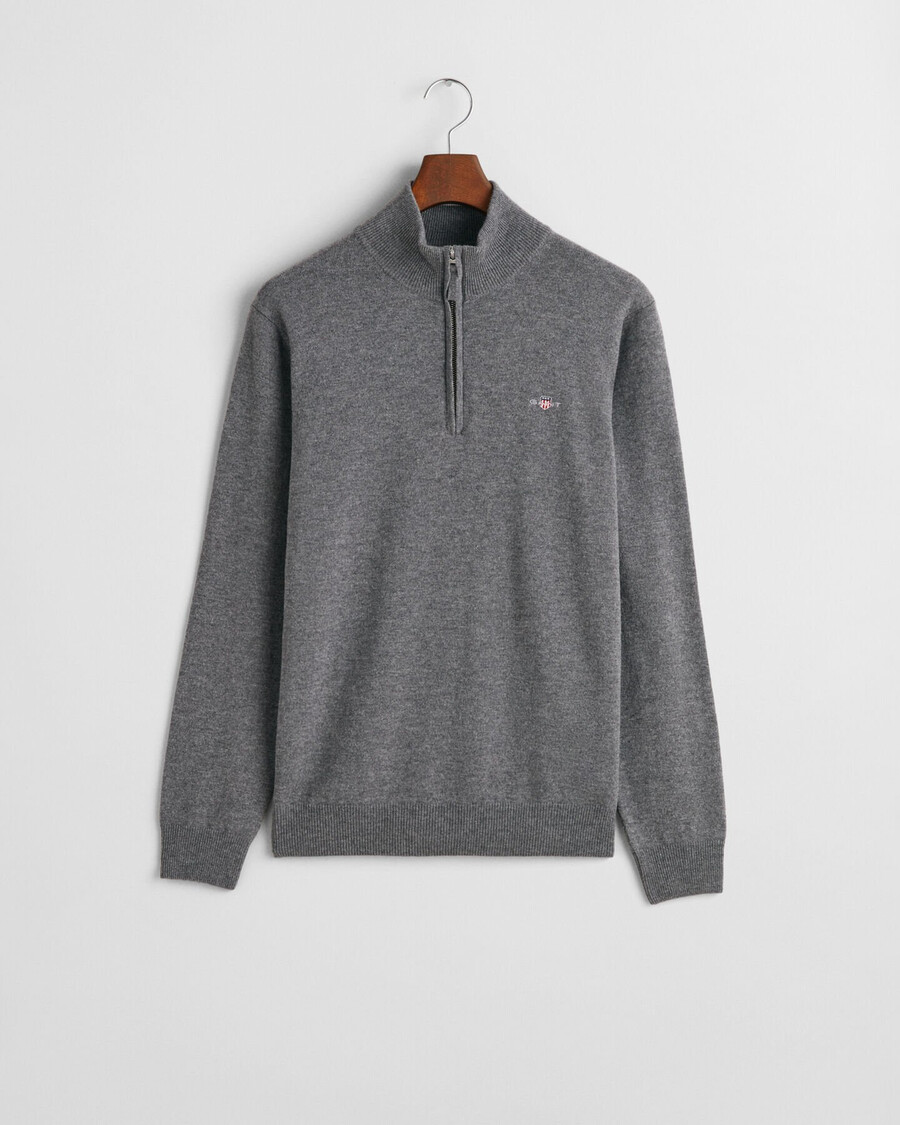 pulover superfine lambswool cu fermoar pe jumătate - gri închis
