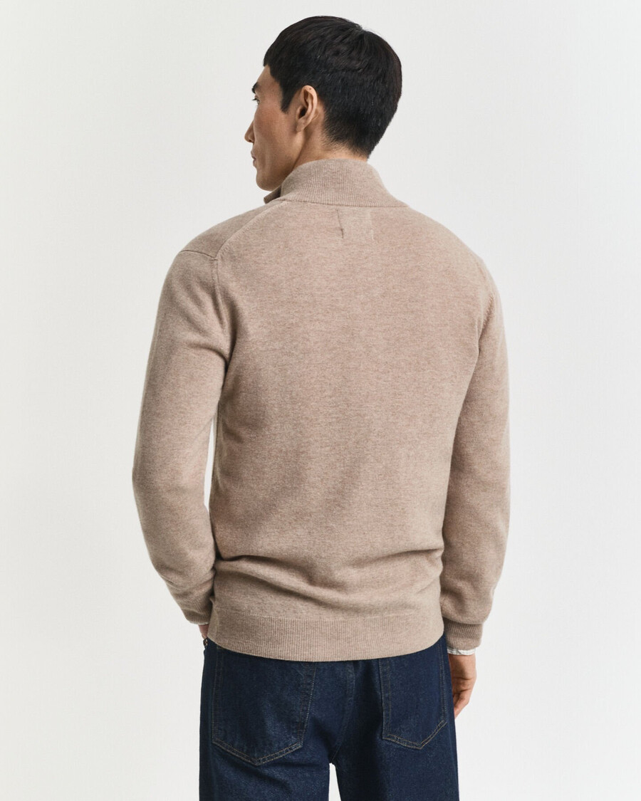 cardigan cu fermoar din lână de miel extrafină - dk sand melange
