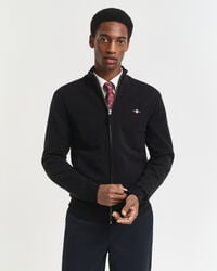 cardigan cu fermoar din lână de miel extrafină - negru