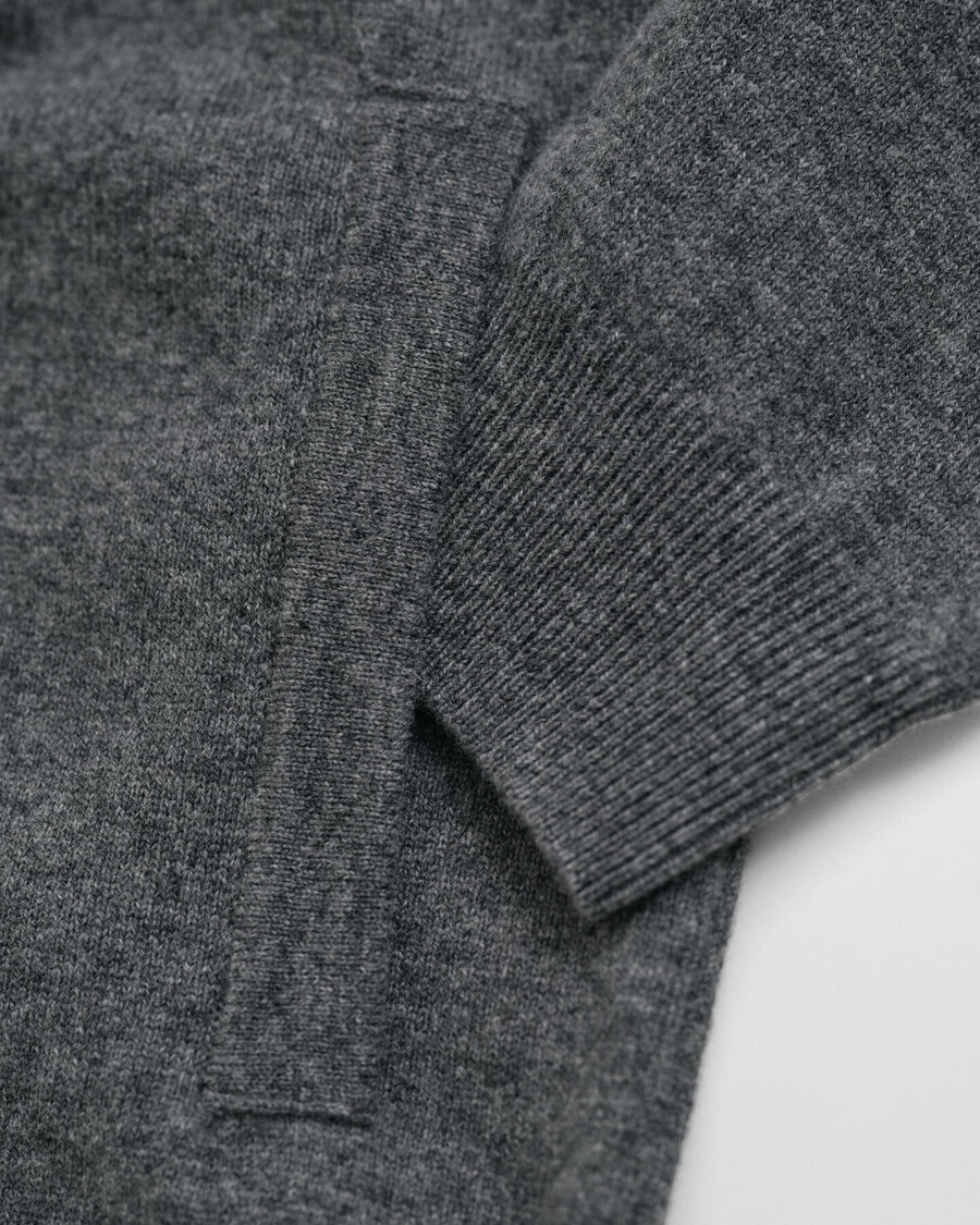 cardigan cu fermoar din lână de miel extrafină - gri închis la culoare