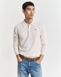 pulover polo din lână de miel superfină - crem