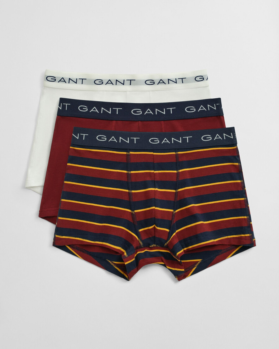 set 3 pantaloni scurți cu dungi multiple - roșu plin