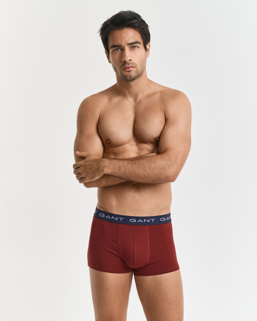 set 3 pantaloni scurți cu dungi multiple - roșu plin