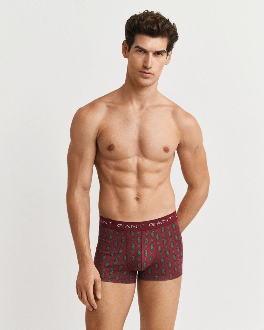 cutie cadou cu 3 bucăți de pantaloni scurți cu imprimeu paisley - roșu plin