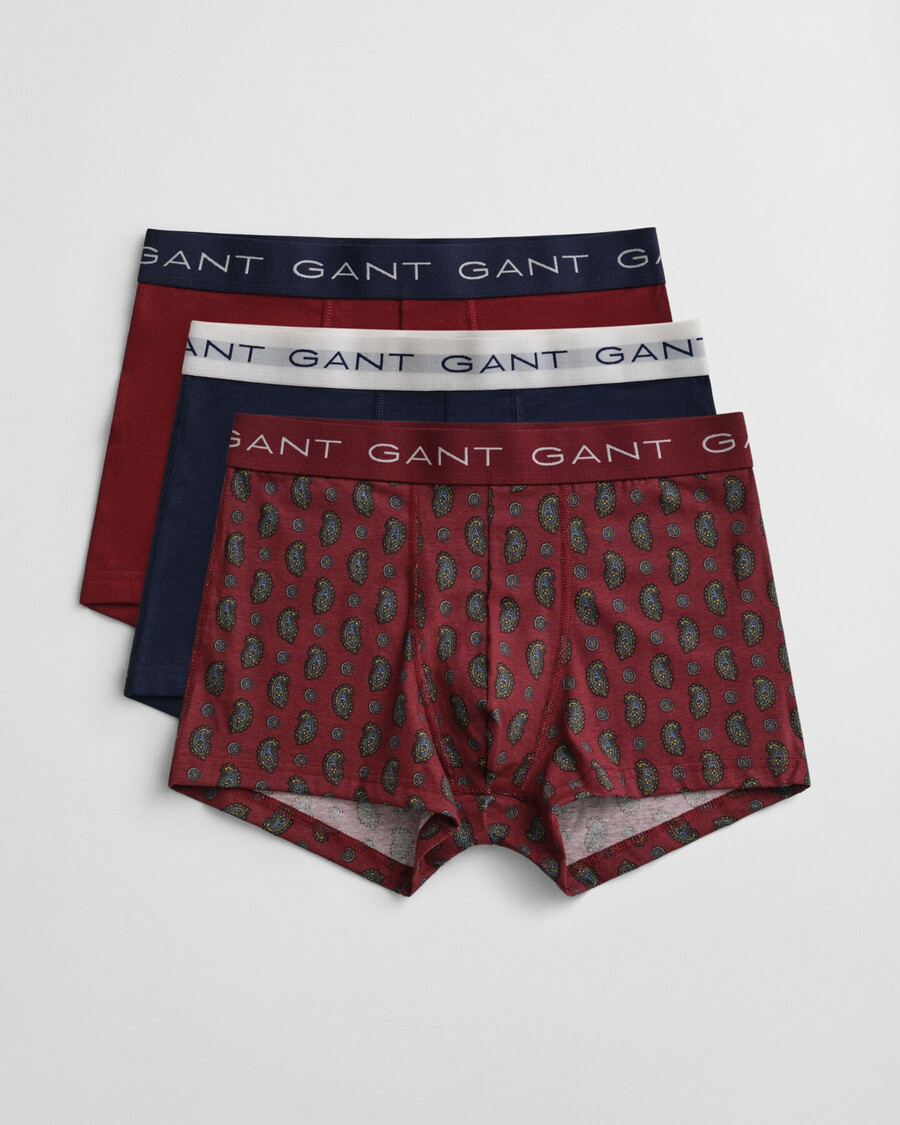 cutie cadou cu 3 bucăți de pantaloni scurți cu imprimeu paisley - roșu plin