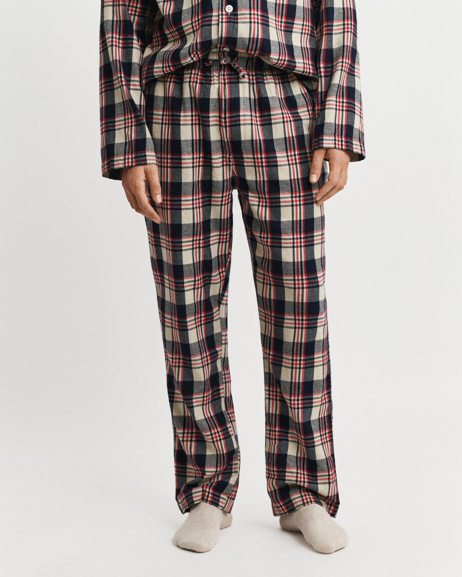 cutie cadou pentru pijamale cu flanel în carouri - roșu rubin