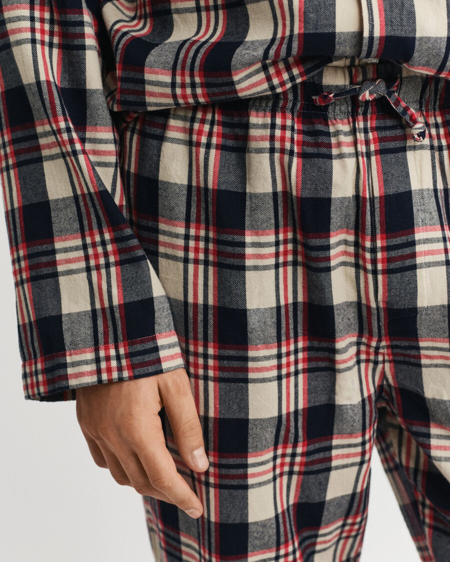 cutie cadou pentru pijamale cu flanel în carouri - roșu rubin