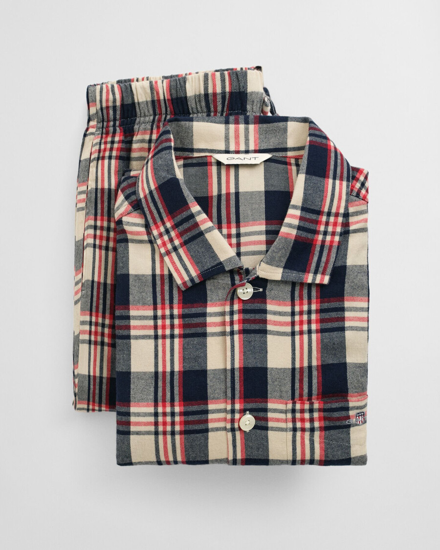 cutie cadou pentru pijamale cu flanel în carouri - roșu rubin