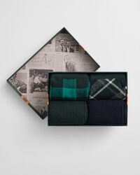 cutie cadou cu 4 șosete în carouri și uni - verde tartan