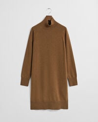 rochie tricotată din lână de miel extrafină - kaki cald