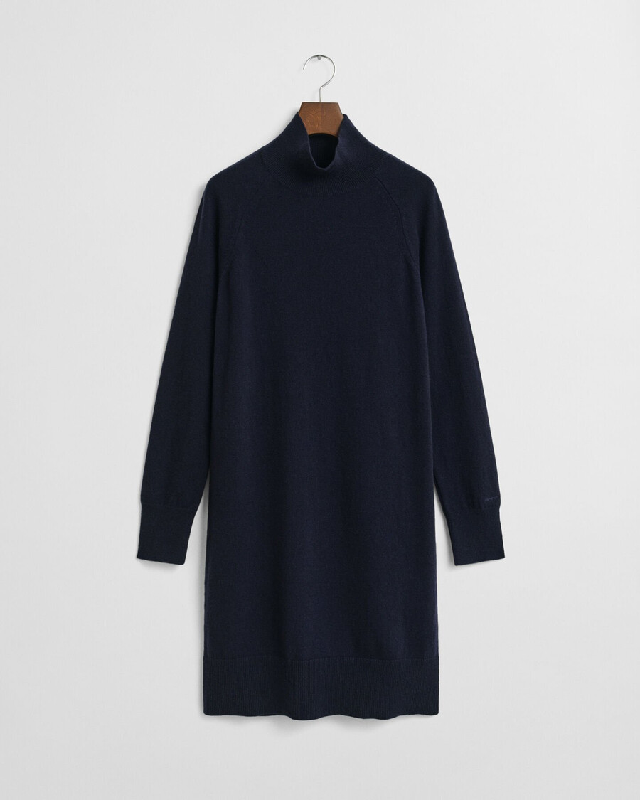 rochie tricotată din lână de miel extrafină - albastru de seară
