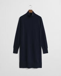 rochie tricotată din lână de miel extrafină - albastru de seară