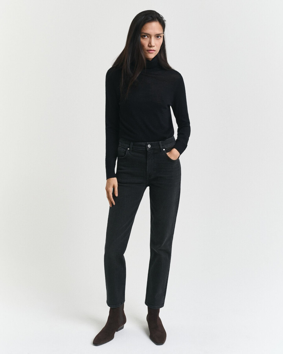 blugi negri crop slim fit - negru purtați