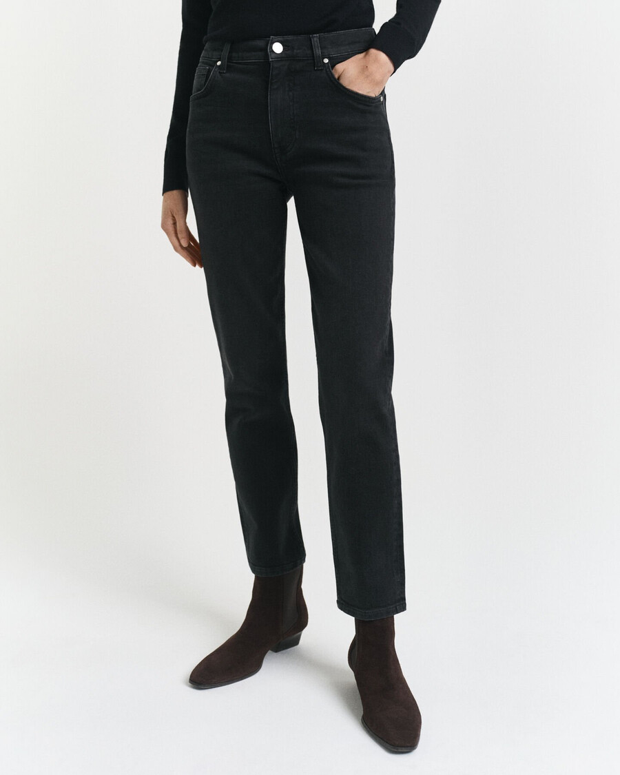 blugi negri crop slim fit - negru purtați