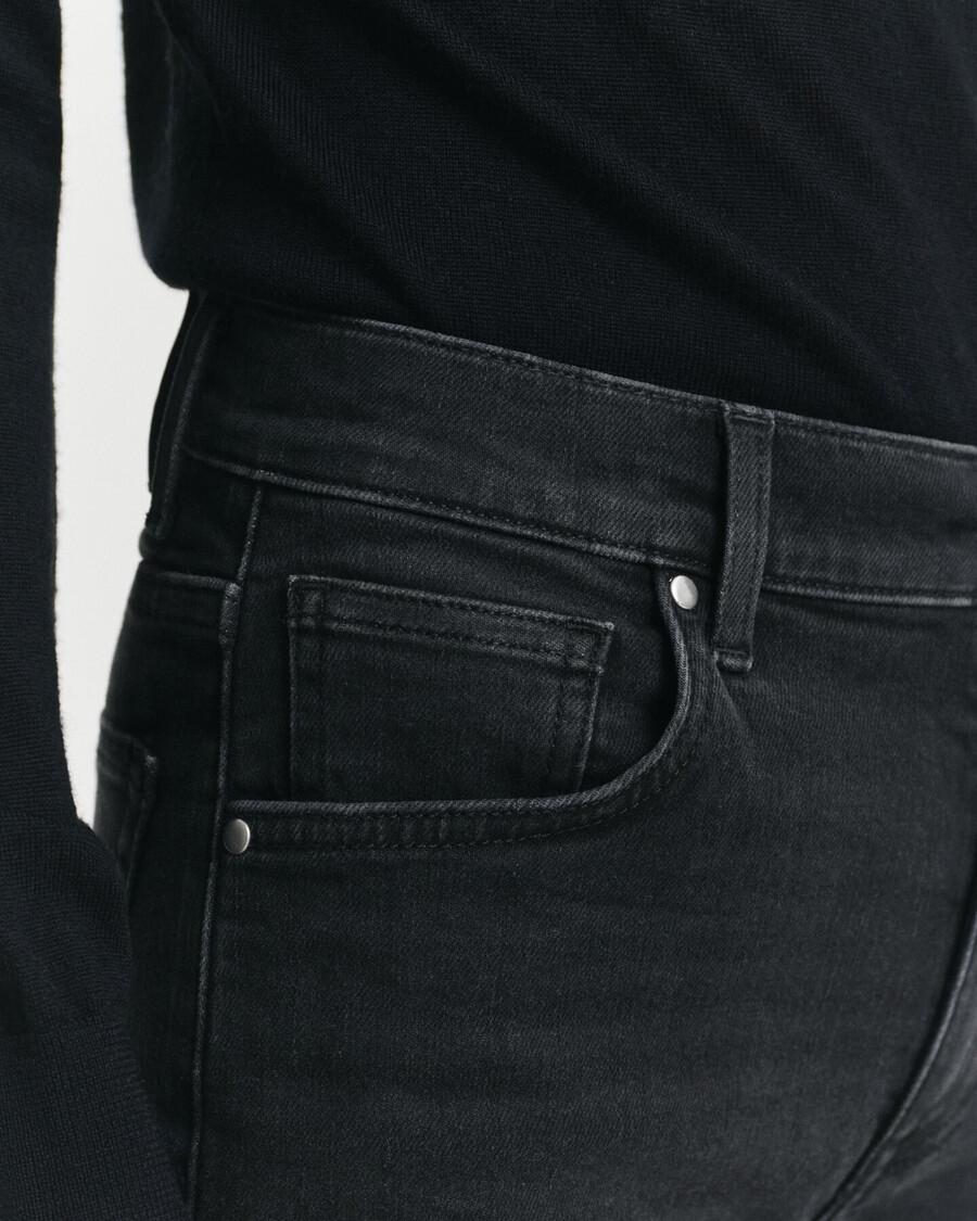 blugi negri crop slim fit - negru purtați