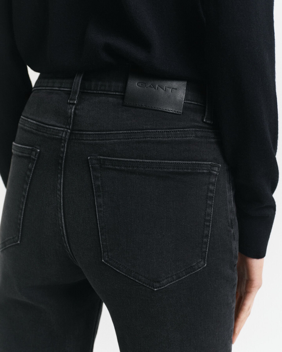 blugi negri crop slim fit - negru purtați