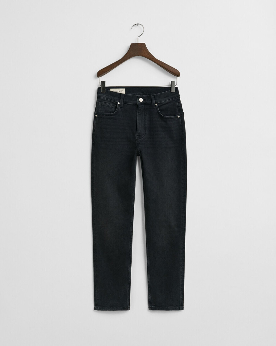 blugi negri crop slim fit - negru purtați