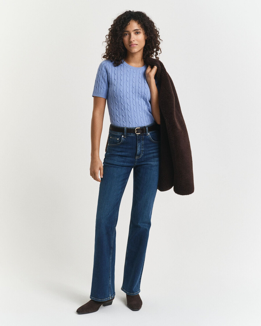 blugi evazați slim fit - albastru închis vintage