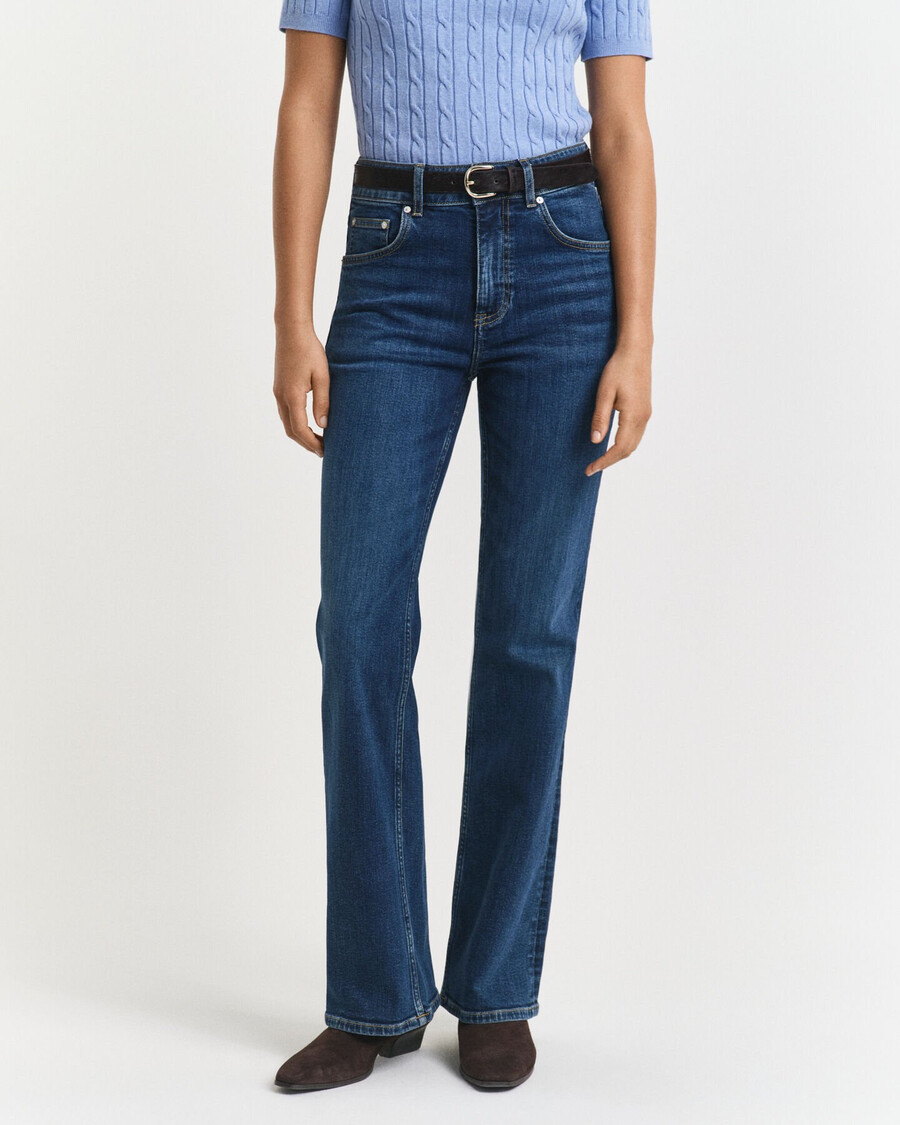 blugi evazați slim fit - albastru închis vintage