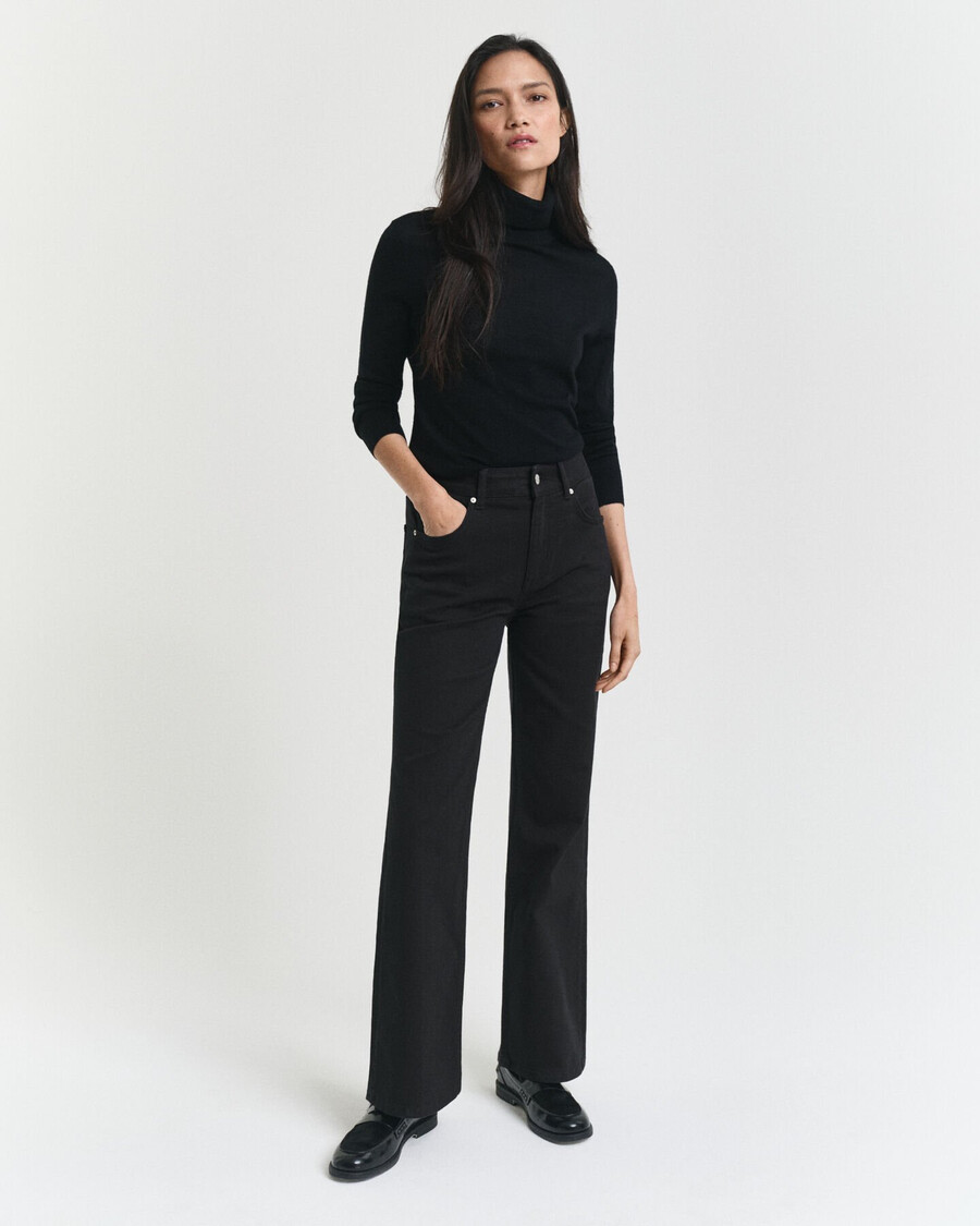blugi negri evazați slim fit - negru