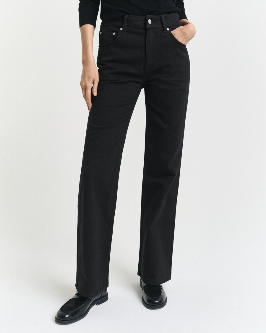 blugi negri evazați slim fit - negru
