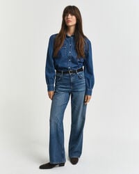 blugi relaxed fit - albastru mediu dezactivați