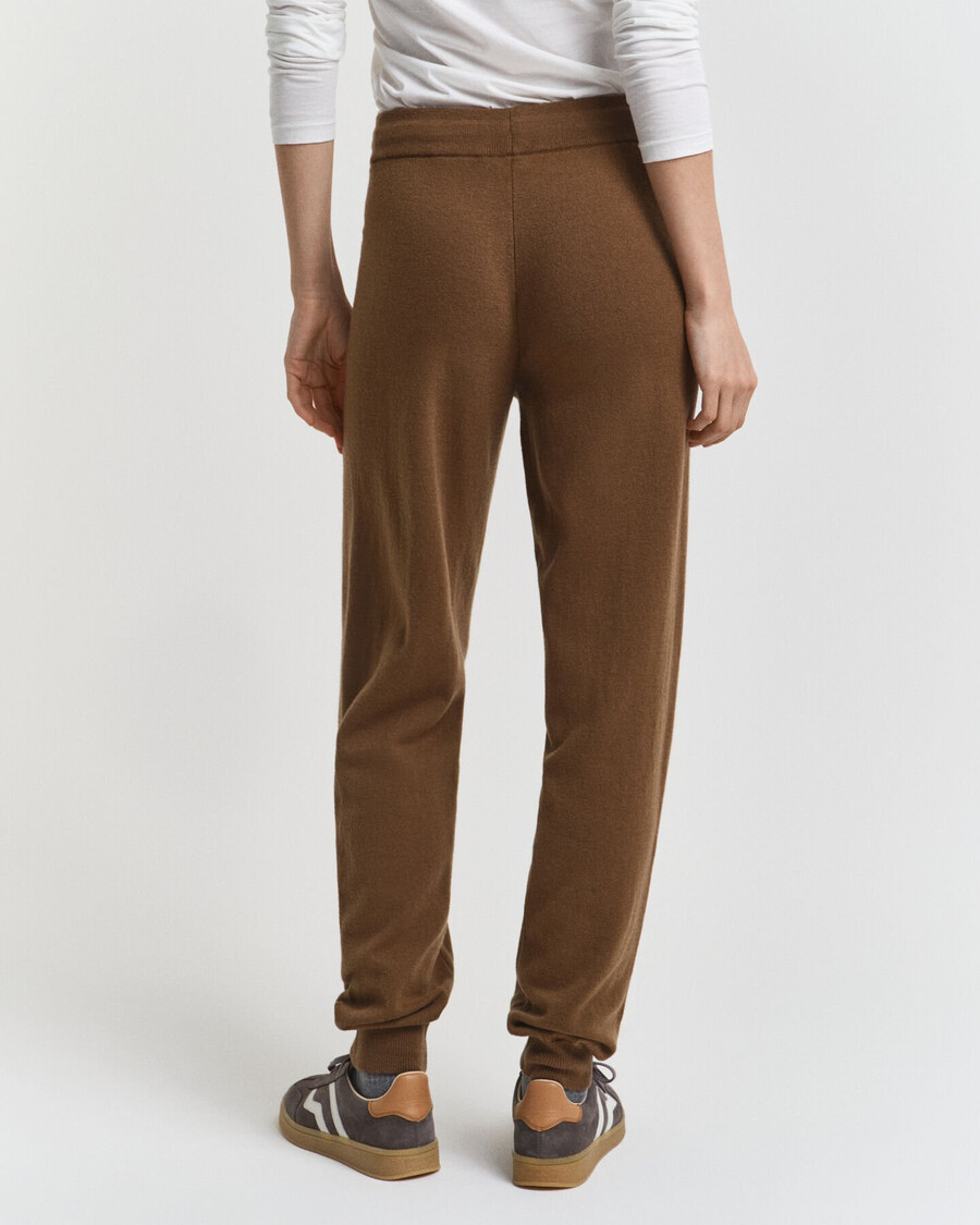 pantaloni tricotați din lână de miel superfină - kaki cald