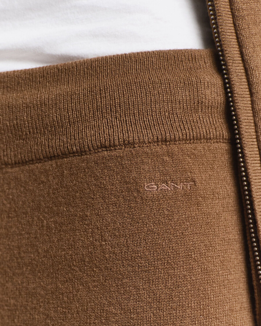 pantaloni tricotați din lână de miel superfină - kaki cald